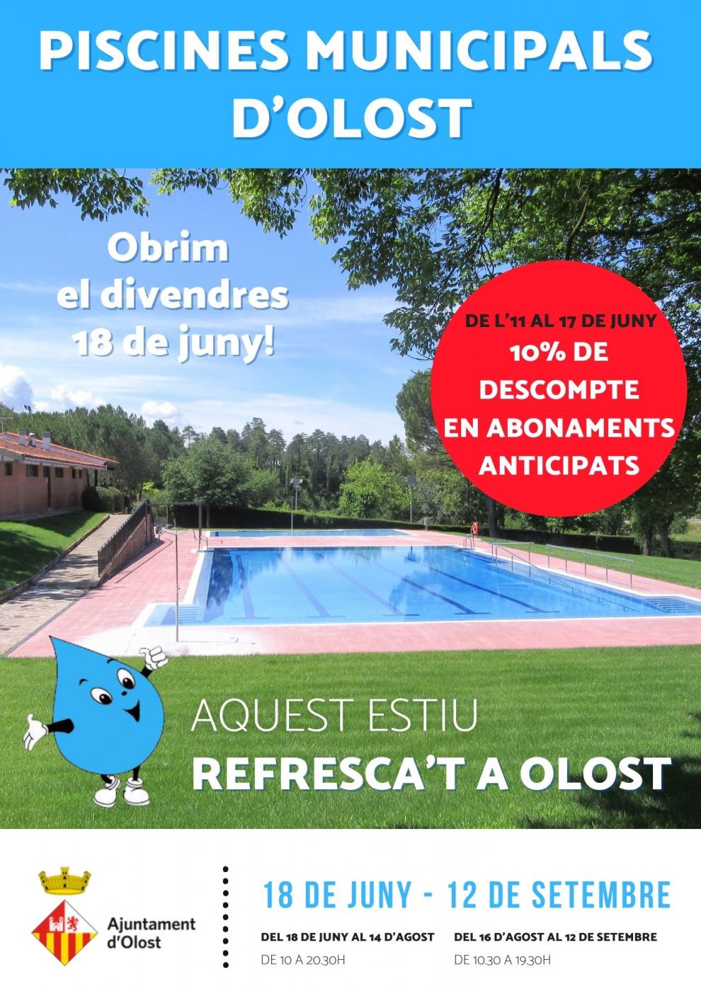 Cursets de natació i taxes de la piscina municipal d'Olost